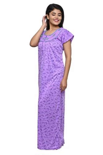 Embroidered Hosiery Nighty Half Sleeve Purple At Rs 190piece In Meerut