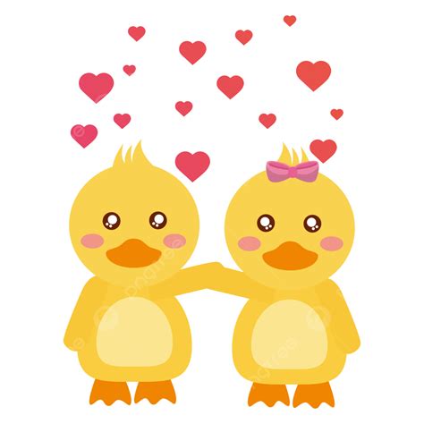Gambar Bebek Pasangan Yang Lucu Sederhana Dan Bergaya Digambar Tangan