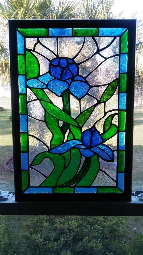 Stained Glass Window Panel Hand Painted Stained Glass Window Panel