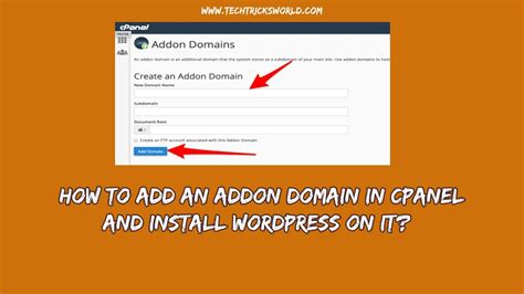 How To Add An Addon Domain In Cpanel And Install Wordpress On It Youtube