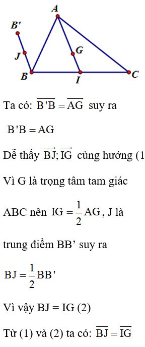 Cho tam giác ABC có trọng tâm G Gọi I là trung điểm của BC