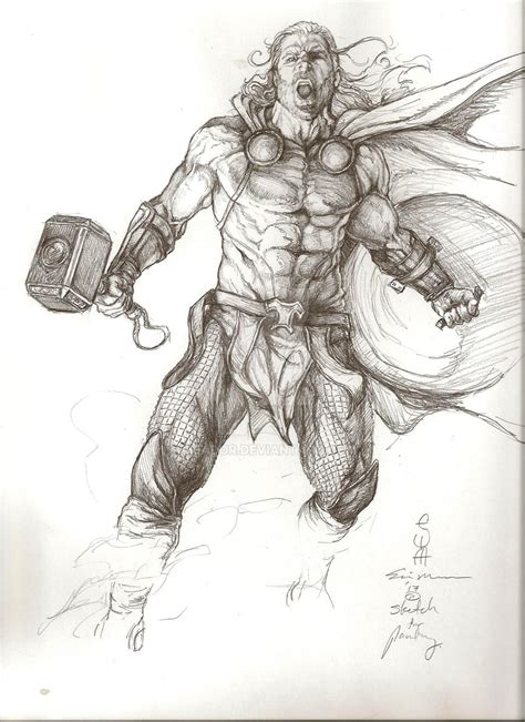 Thor Battle Ready Sketch By Eric Meador By Meador On Deviantart