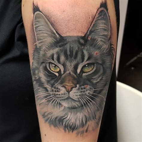 Realistic Cat Portrait Color Tattoo Made By Giena Revess A Traveling