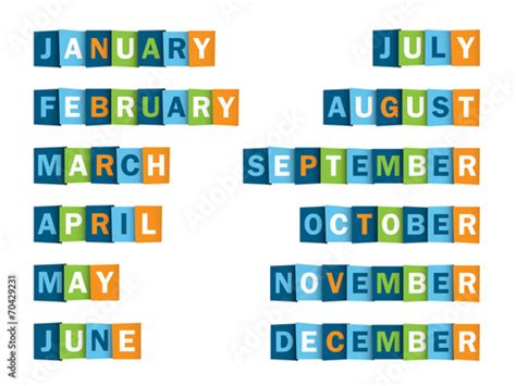 Months Of The Year Calendar Agenda Icons Buttons Stock Image And