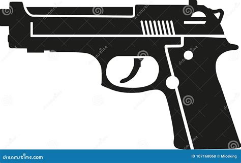 Pistol Gun Weapon Vector Illustration Black Crime Handgun War Pistol