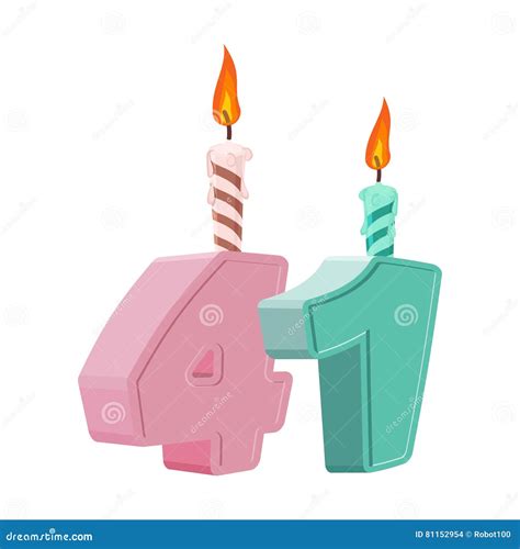 41 Years Birthday Number With Festive Candle For Holiday Cake Stock Vector Illustration Of