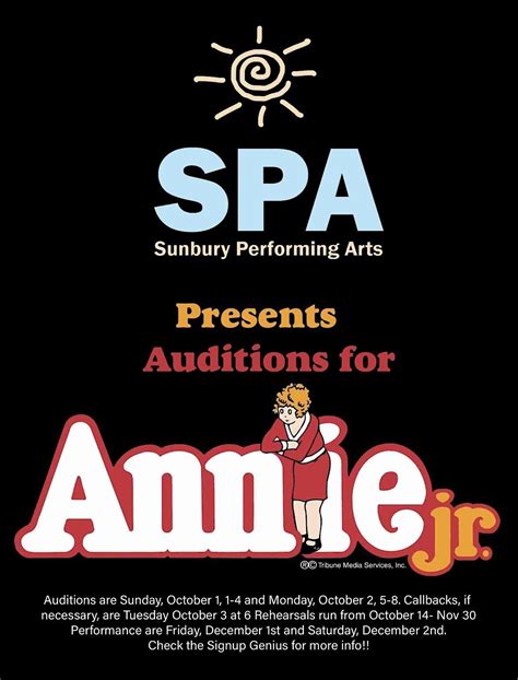 Sunbury Performing Arts Presents Annie Jr Auditions Big Walnut High