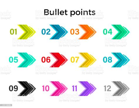 Colorful Bullet Points Arrows Stock Illustration - Download Image Now ...