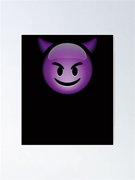 Cute Smiling Purple Devil Emoji Poster By Wishtopia Redbubble