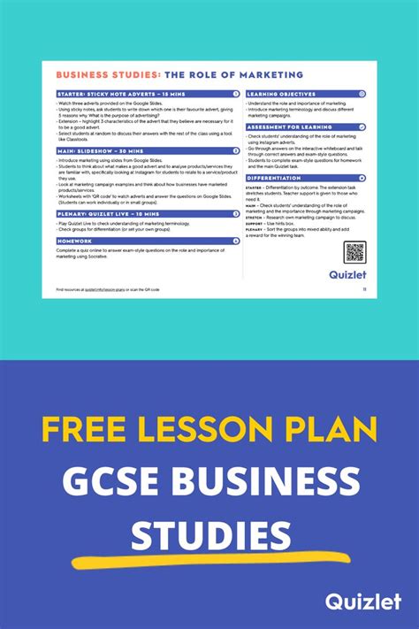 Gcse Business Studies Lesson Plan Gcse Business Studies Business