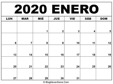 Calendario Enero 2020 Para Imprimir Calendarios 2020 Para Imprimir