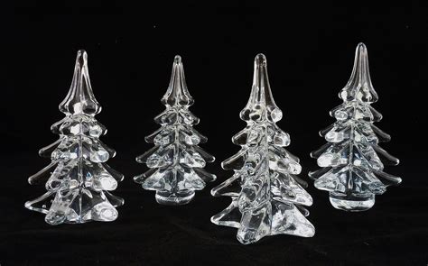Vintage Lot Of 4 Clear Glass Christmas Trees Etsy