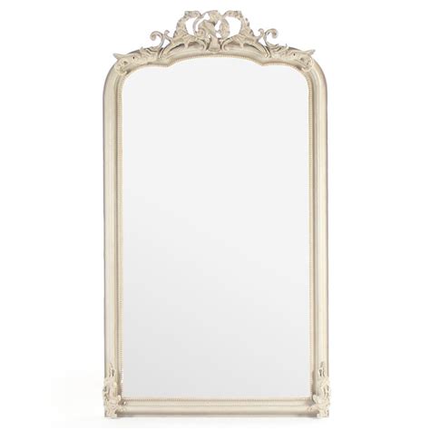 Celine French Country Ornate Antique Ivory Floor Mirror