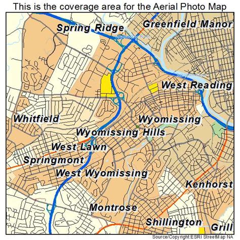 Aerial Photography Map Of Wyomissing Pa Pennsylvania