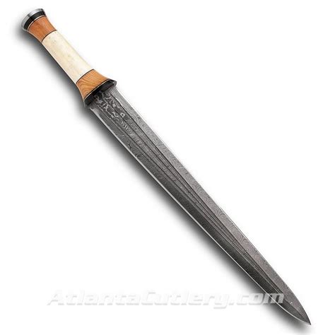 Double Edged Medieval Style Damascus Short Sword