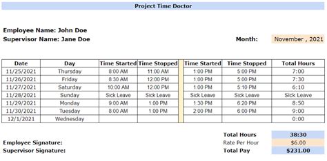 Free Project Timesheet Templates In Excel Word And Pdf Formats Time