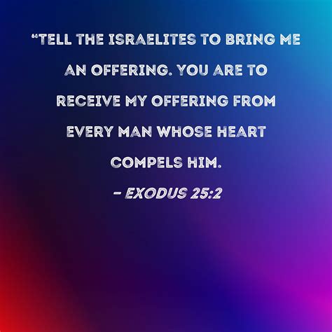 Exodus 252 Tell The Israelites To Bring Me An Offering You Are To