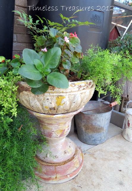 Timeless Treasures Stacked Clay Pots And Saucer Pedestal Planter And