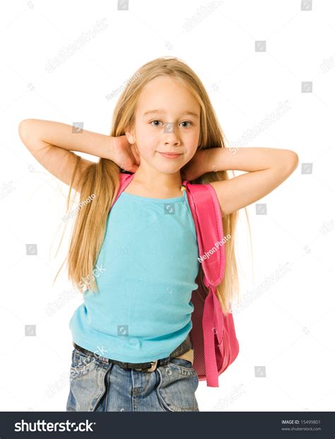 Young Girl Pink Backpack Stock Photo 15499801 Shutterstock