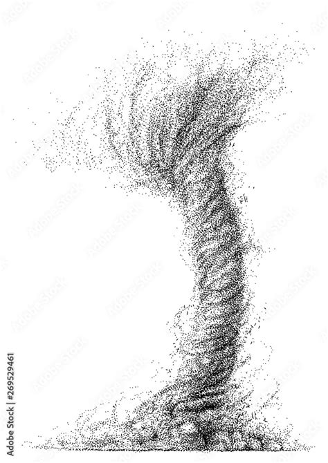 Tornado Illustration Drawing Engraving Ink Line Art Vector Stock