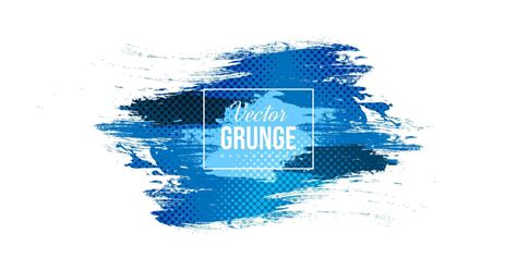Abstract Blue And White Grunge Background With Halftone Style Brush