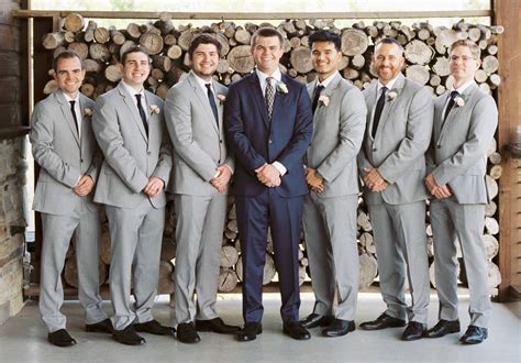 Navy Suit Groom And Grey Groomsmen A Perfect Match For A Fashion Forward