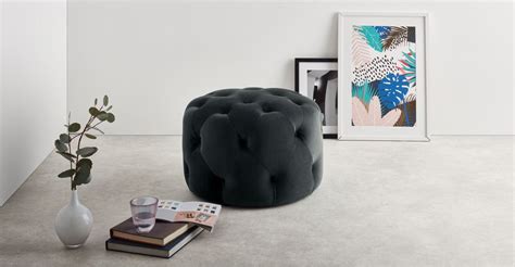 Check spelling or type a new query. Hampton Small Round Pouffe, Velvet Midnight Grey | Pouffe ...
