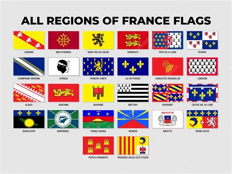 Premium Vector France States And States Flags Collection Design