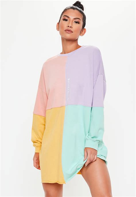 Lyst Missguided Pink Oversized Colourblock Sweater Dress