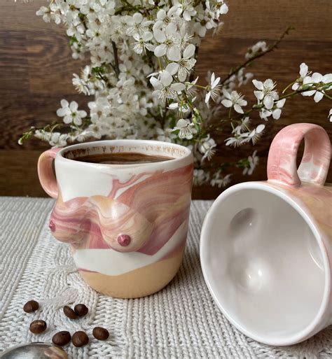 Handmade Ceramic Boobs Coffee Mugs In Murbles Technique On Storenvy