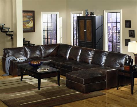 The tuxedo leather living room collection by crafters and weavers showcases timeless sofa designs with high end materials and construction. Distressed Leather Sectional - HomesFeed