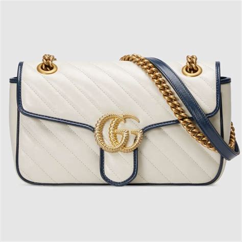 Gucci Gg Women Gg Marmont Small Shoulder Bag White Diagonal Matelassé