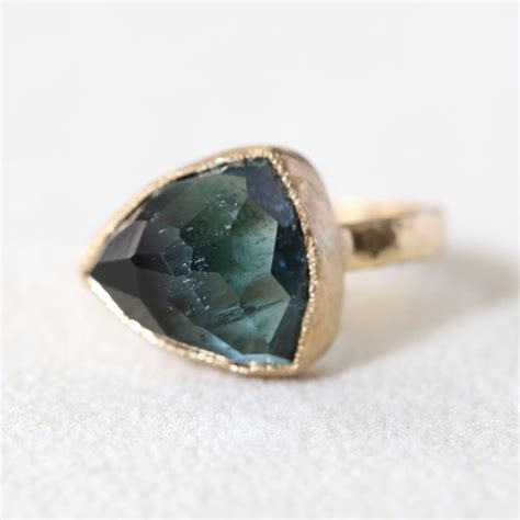 Two Tone Blue Green Tourmaline Ring Yasuko Azuma Jewelry