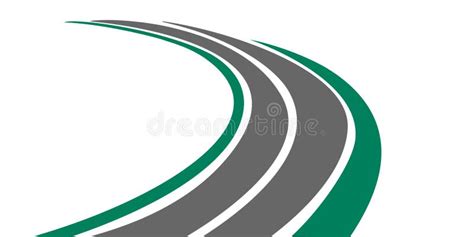 Winding Paved Road Icon On White Background For Travel Or