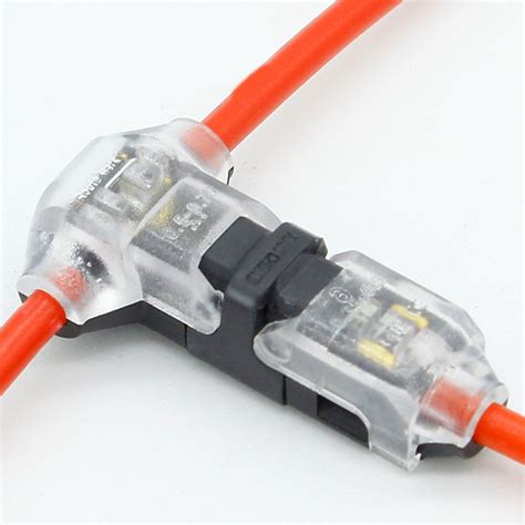 10pcs Transparent T Type Single Wire Cable Connector Terminal Crimp