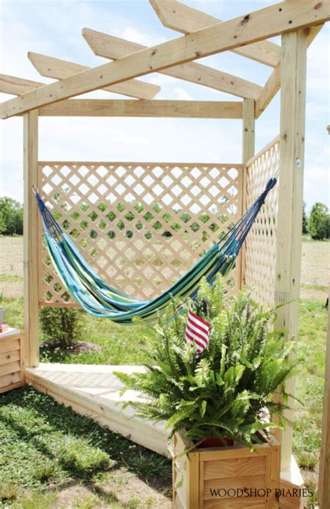 Diy Outdoor Hammock Stand With Floating Deck And Pergola
