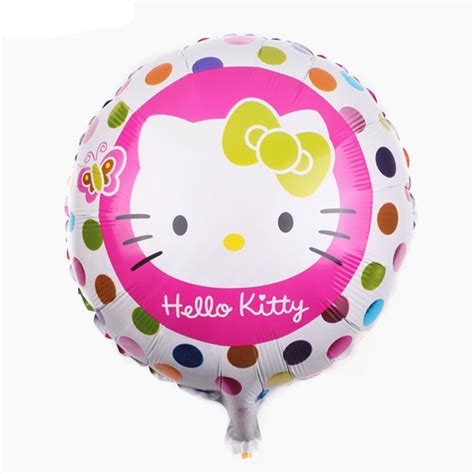 Kuwanle 50pcslot 18 Inch Round Shape Hello Kitty Balloon Aluminium Foil Balloons Hello Kitty