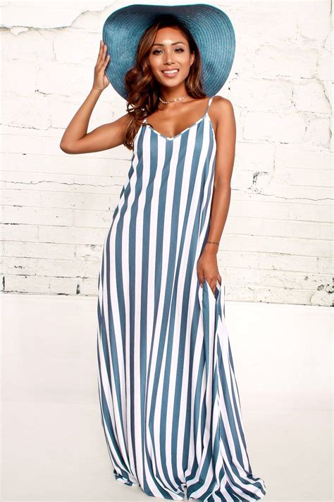 Stripe Spaghetti Strap Loose Maxi Long Dress Striped Dress Summer Maxi Dress Sleeveless Maxi