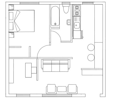 Simple 1 Bhk House Plan Drawing Honts