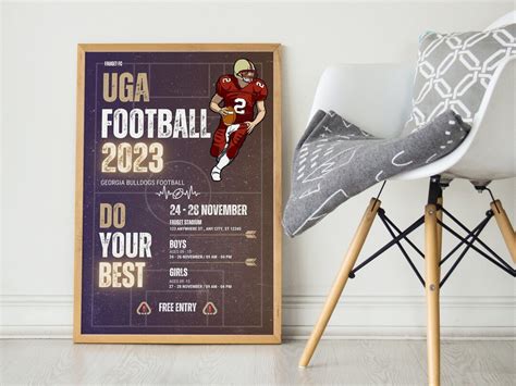 Uga Football Schedule 2023 Printable Wall Art Design Team A Vs Etsy