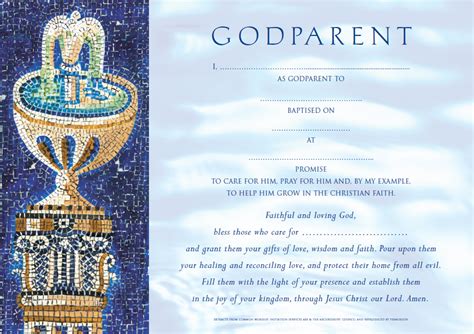 Common Worship Godparent Certificate Boy Pack Of 10 Free Delivery