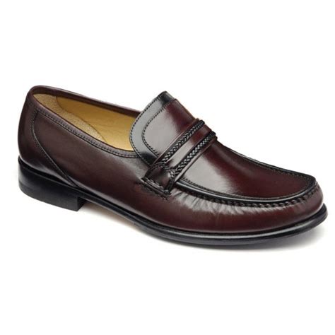 Loake Mens Rome Moccasin Burgundy Leather Shoes