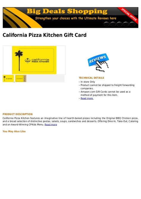 California Pizza Kitchen T Card