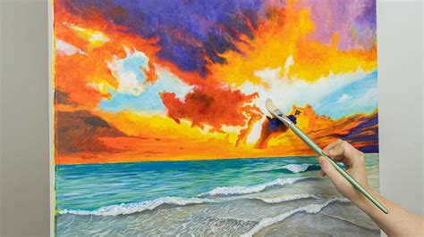 Create An Ocean Sunset Painting With Acrylic Mont Marte