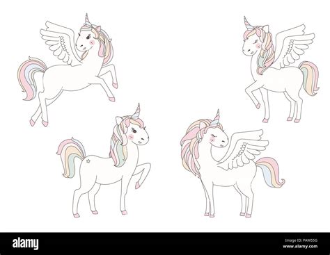 Unicorn Sweet Cute Illustration Magic Fantasy Design Cartoon Rainbow
