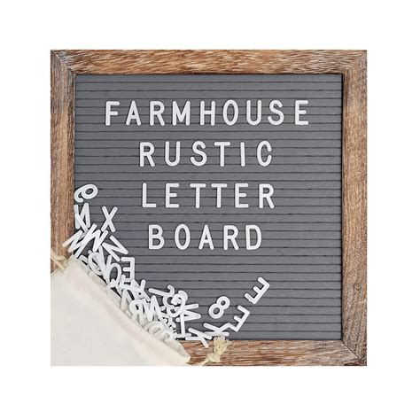 Felt Letter Board Set With Farmhouse Rustic Wood Frame 10x10 Grey