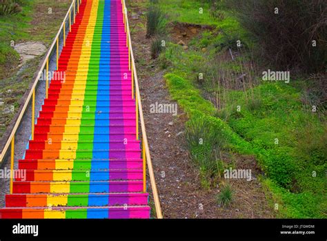 Rainbow Beautiful Rainbow Stairs Costa Del Sol Andalusia Spain