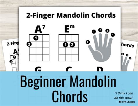 2 Finger Beginner Mandolin Chords Sheet Great For Beginners 1 Page