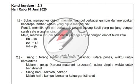 Jawaban Soal TVRI Rabu 10 Juni kelas 1 2 3 - Info ...