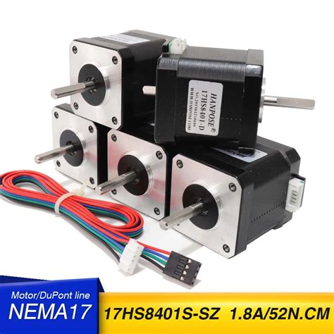 5pcs 4 Lead 42 Motor 1 8a 52n Cm 17hs8401s Motor Double Shaft Motor For 3d Printer And Cnc